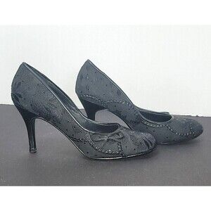 Steve Madden Leather and Cloth Embellished Heels - Size 8.5